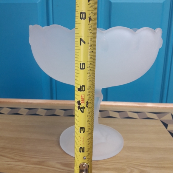 Vintage Glass Pedestal Dish Rare Frosted Glass Indiana Viking Collectible Decor - Picture 11 of 12